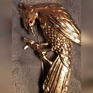 Vintage Silver Tone Cockatoo Bird on Branch Extra Large Brooch